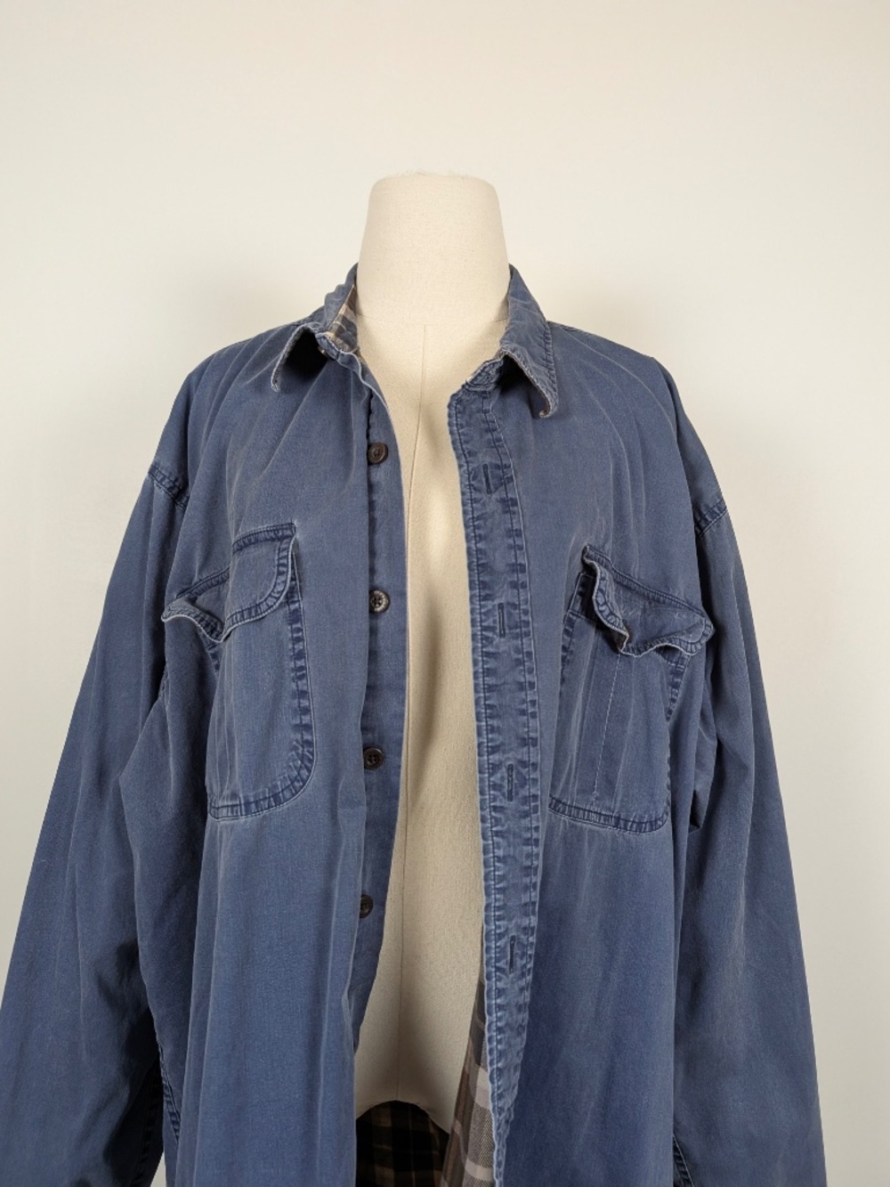 Redhead Lined Oversized Shacket Cotton Size 2XL Blue Relaxed Fit - Picture 13 of 14